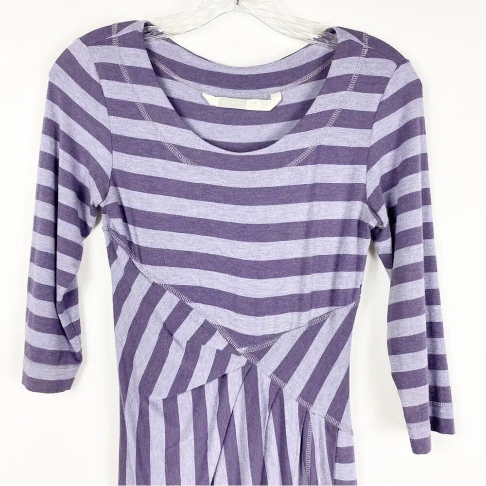 Athleta Striped Splendor Lotus Dress Purple Stripe Faux Wrap Womens Size XXS - Picture 4 of 11